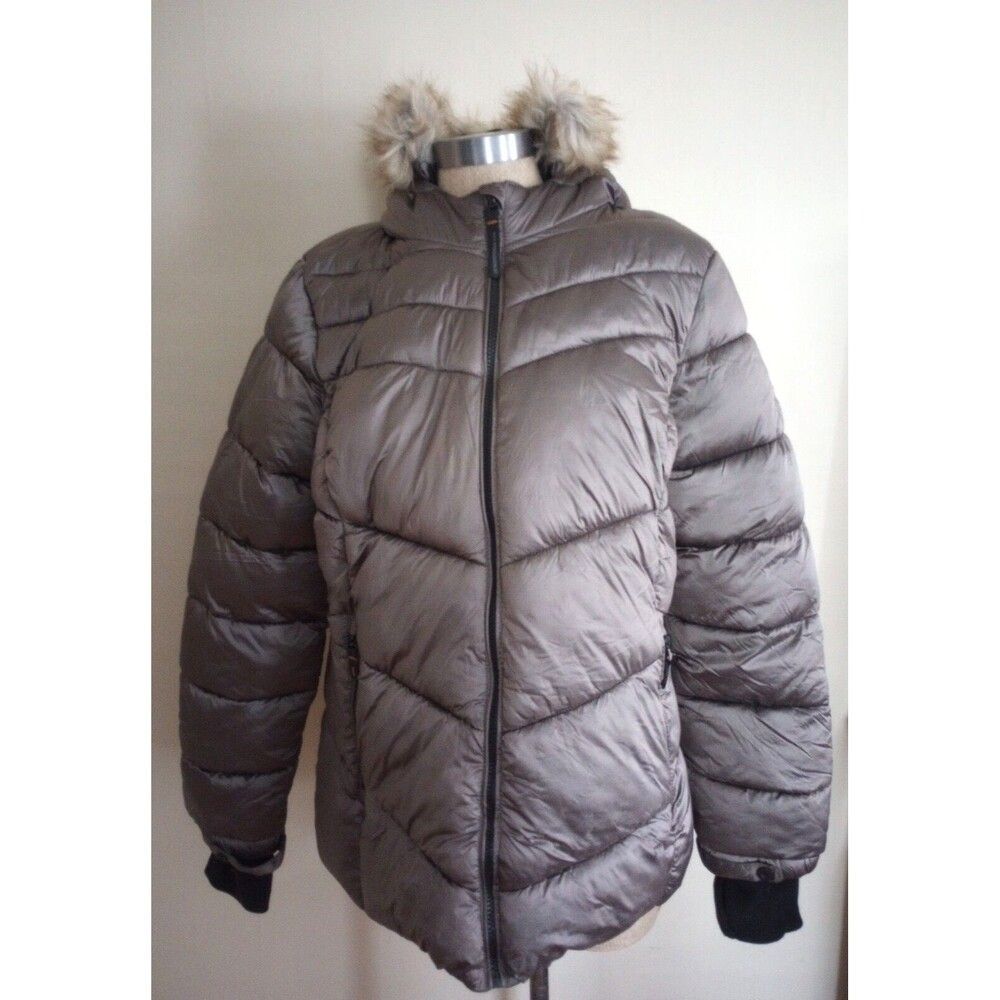 Zero Xposur Exposure XL Woman's Parka Puffer Bronze Jacket/Coat Faux Fur Hood